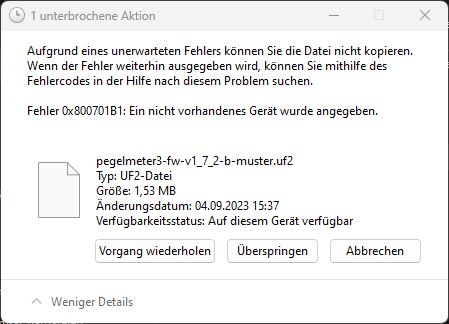 FW-Update Fehlermeldung
